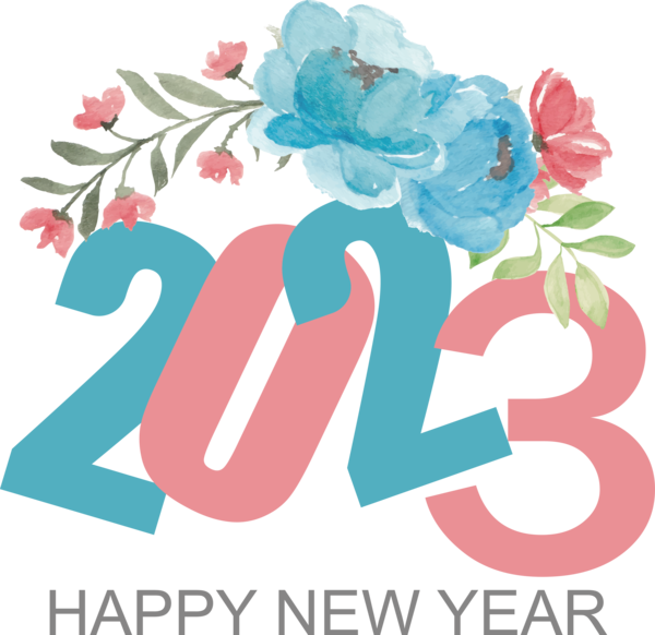 Transparent New Year Floral design Design Logo for Happy New Year 2023 for New Year