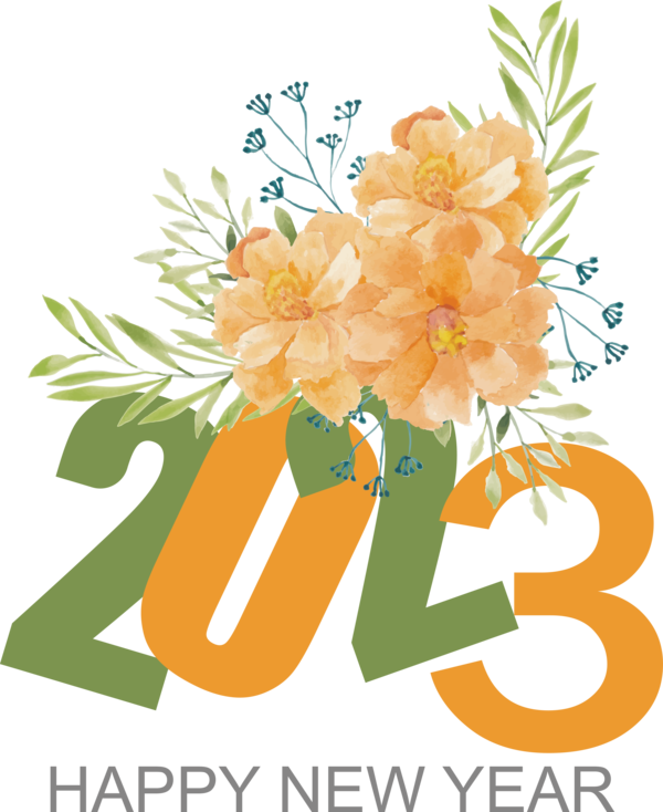 Transparent New Year 2023 NEW YEAR Floral design Flower for Happy New Year 2023 for New Year