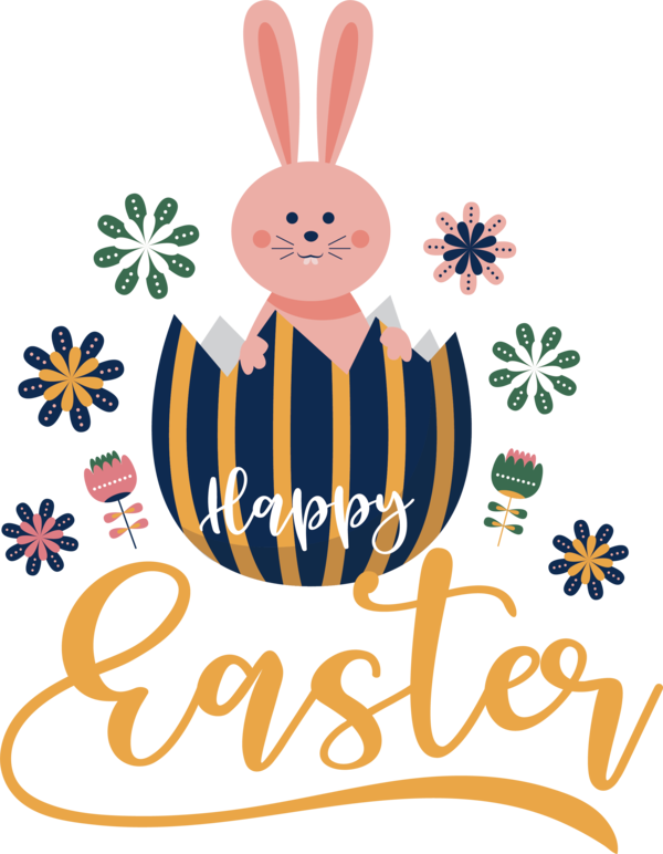 Transparent Easter Line Text Flower for Easter Day for Easter