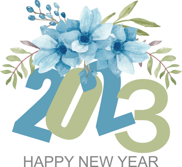 Transparent New Year Floral design Design Cut flowers for Happy New Year 2023 for New Year