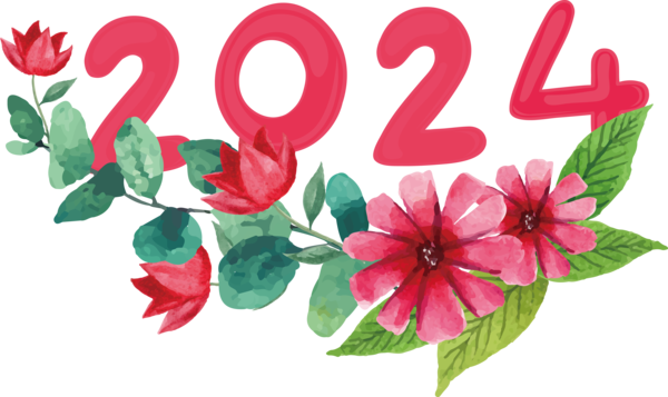 Transparent New Year Flower Floral design Cut flowers for Happy New Year 2024 for New Year