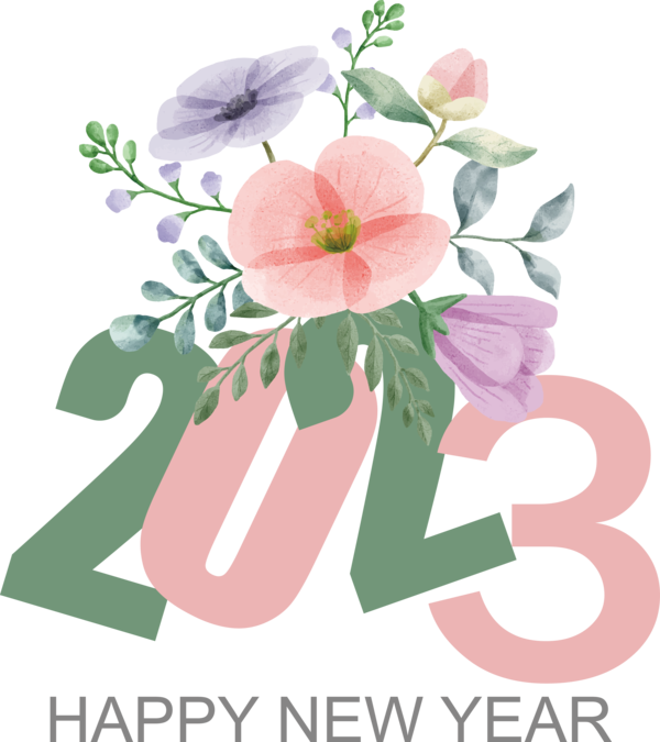 Transparent New Year Floral design Flower bouquet Flower for Happy New Year 2023 for New Year
