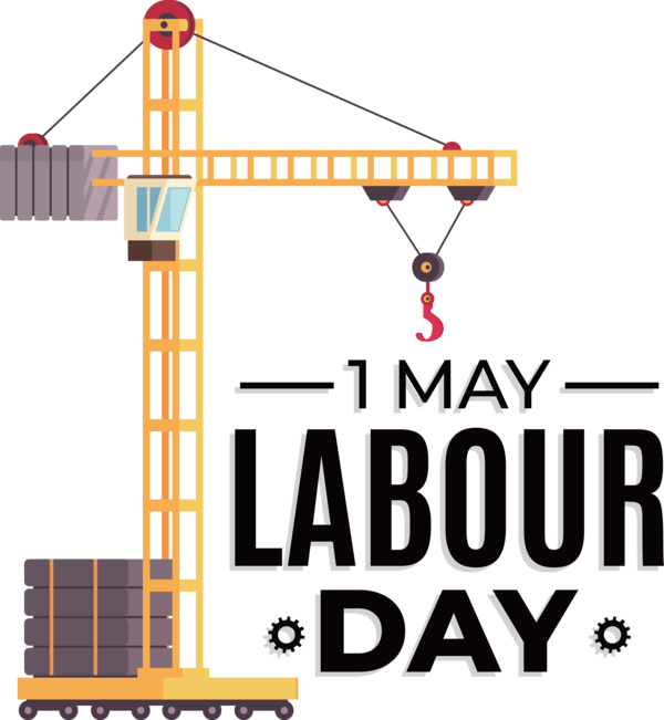 Transparent Labour Day Construction Crane Design for Labor Day for Labour Day