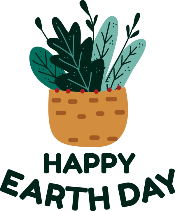 Transparent Earth Day Leaf Logo Flowerpot for Happy Earth Day for Earth Day