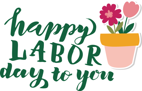 Transparent Labour Day Flower Logo Flowerpot for Labor Day for Labour Day