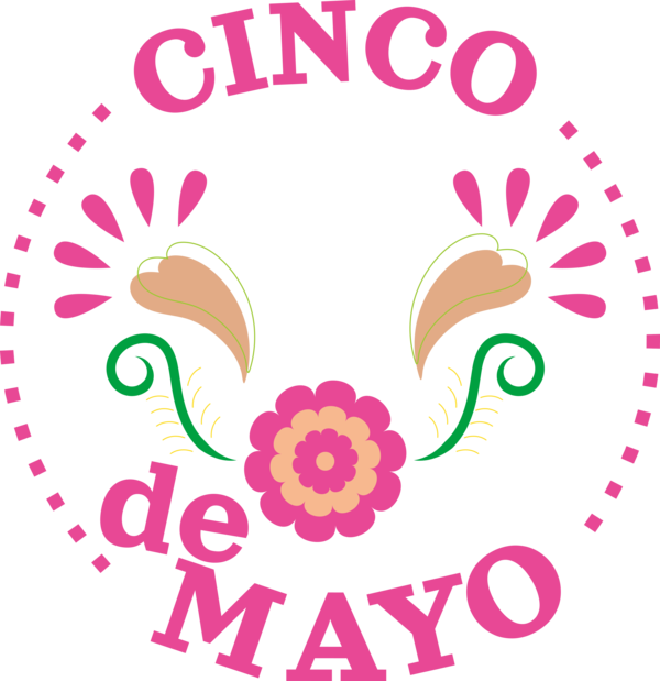 Transparent Cinco de mayo Logo Flower Design for Fifth of May for Cinco De Mayo
