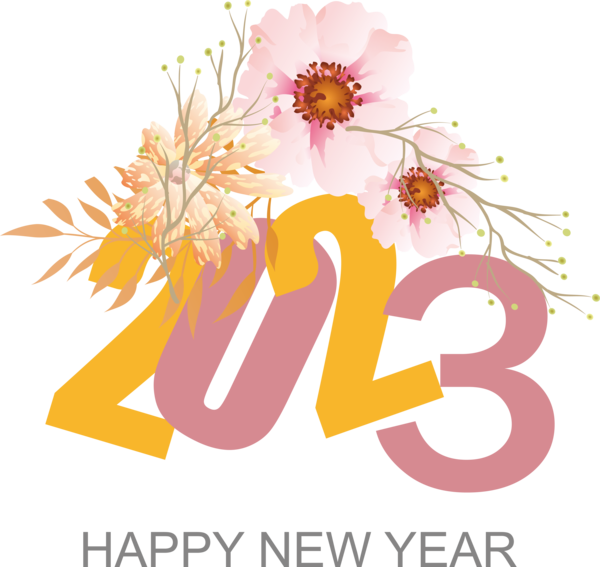 Transparent New Year Floral design Phiten for Happy New Year 2023 for New Year