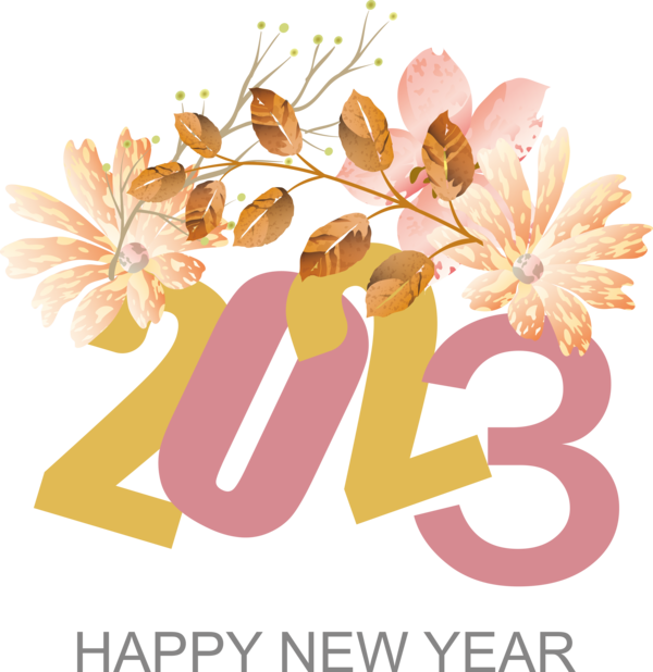 Transparent New Year Floral design Design Petal for Happy New Year 2023 for New Year