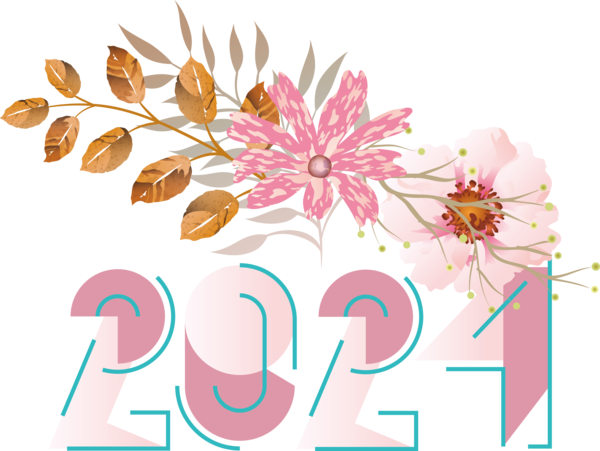 Transparent New Year Floral design 2023 NEW YEAR Design for Happy New Year 2024 for New Year