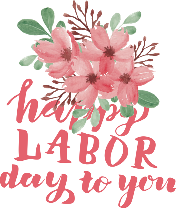 Transparent Labour Day Flower Watercolor painting Floral design for Labor Day for Labour Day