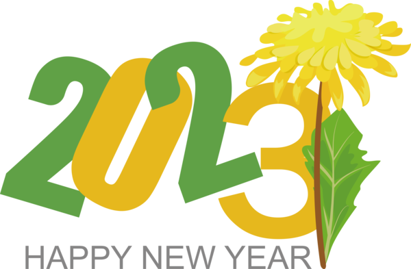 Transparent New Year Logo Flower Design for Happy New Year 2023 for New Year