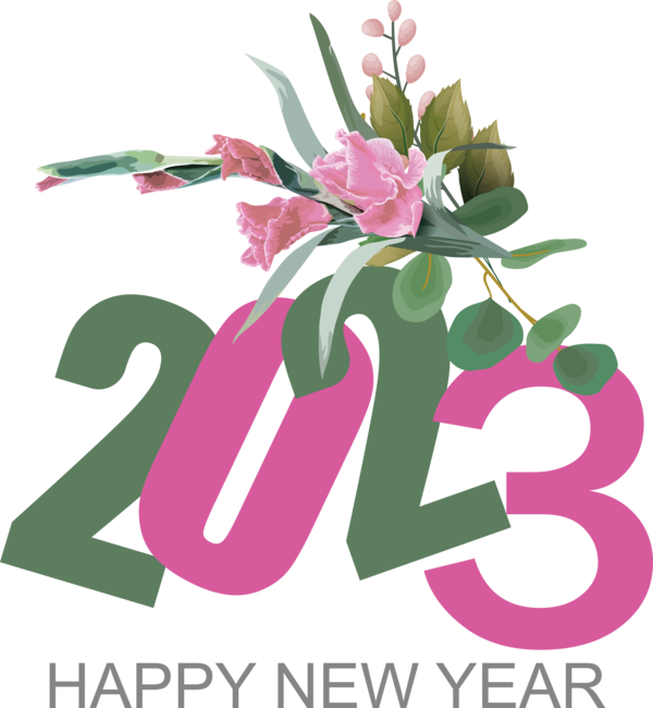 Transparent New Year Floral design Flower Cut flowers for Happy New Year 2023 for New Year