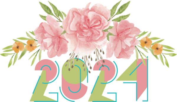Transparent New Year Floral design Flower Flower bouquet for Happy New Year 2024 for New Year