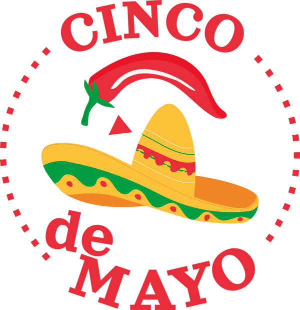 Transparent Cinco de mayo Vegetable Line Logo for Fifth of May for Cinco De Mayo