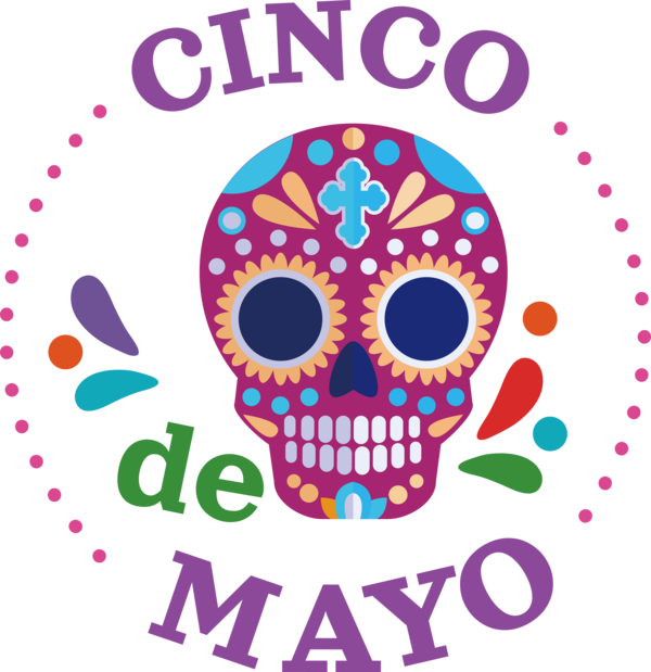 Transparent Cinco de mayo Calavera Skull mexican make-up Day of the Dead for Fifth of May for Cinco De Mayo