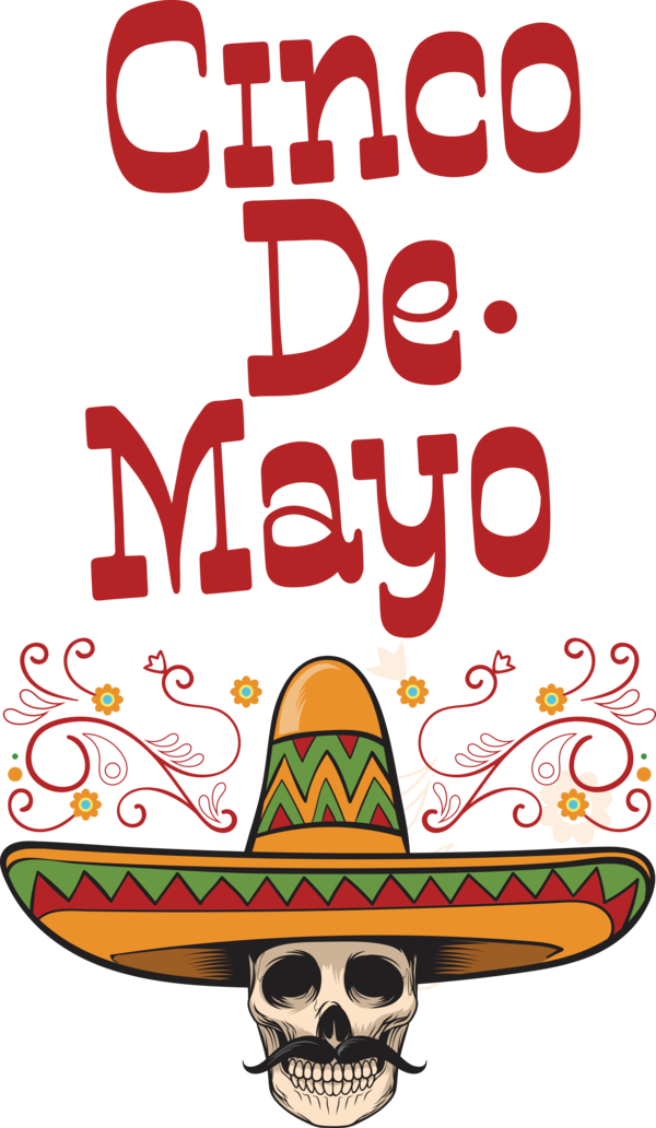Transparent Cinco de mayo Hat Line Mathematics for Fifth of May for Cinco De Mayo