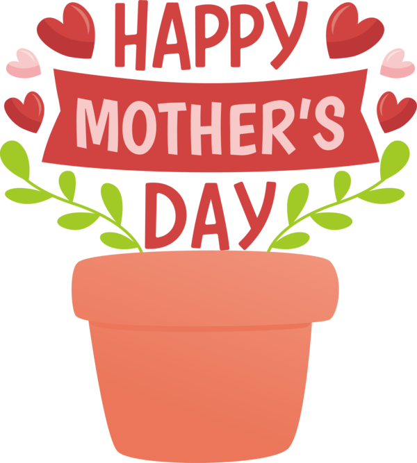 Transparent Mother's Day Flower Flowerpot Logo for Happy Mother's Day for Mothers Day
