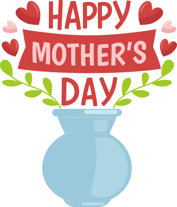 Transparent Mother's Day Flower Logo Flowerpot for Happy Mother's Day for Mothers Day