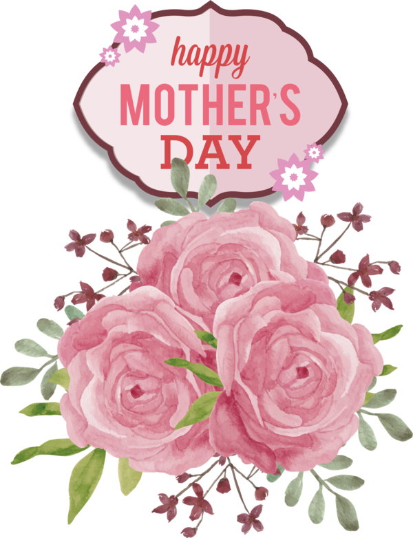 Transparent Mother's Day Floral design Valentine's Day Flower for Happy Mother's Day for Mothers Day