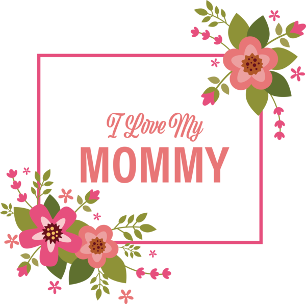Transparent Mother's Day Floral design Greeting Card Mother's Day for Love You Mom for Mothers Day