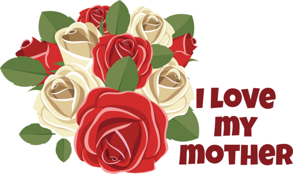 Transparent Mother's Day Flower Rose Floral design for Love You Mom for Mothers Day
