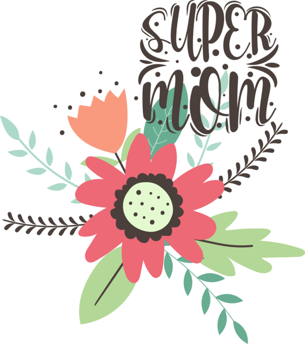 Transparent Mother's Day Clip Art for Fall Flower Floral design for Super Mom for Mothers Day