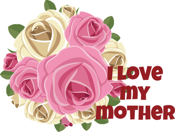 Transparent Mother's Day Rose Flower Vector for Love You Mom for Mothers Day