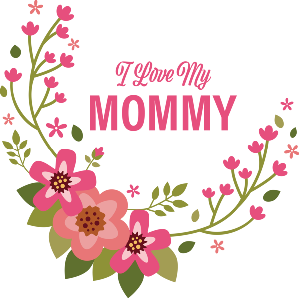 Transparent Mother's Day Design Floral design Poster for Love You Mom for Mothers Day