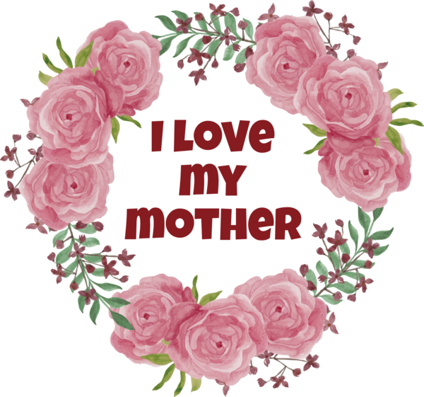 Transparent Mother's Day Watercolor painting Floral design Flower for Love You Mom for Mothers Day