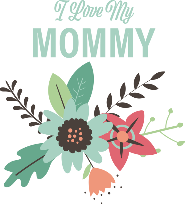 Transparent Mother's Day Clip Art for Fall Flower Design for Love You Mom for Mothers Day