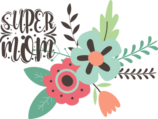Transparent Mother's Day Clip Art for Fall Flower Design for Super Mom for Mothers Day