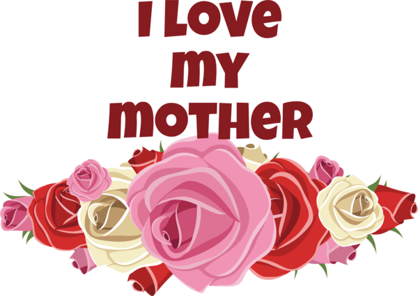 Transparent Mother's Day Flower Floral design Garden for Love You Mom for Mothers Day