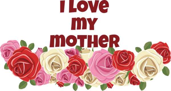 Transparent Mother's Day Valentine's Day Floral design Holiday for Love You Mom for Mothers Day