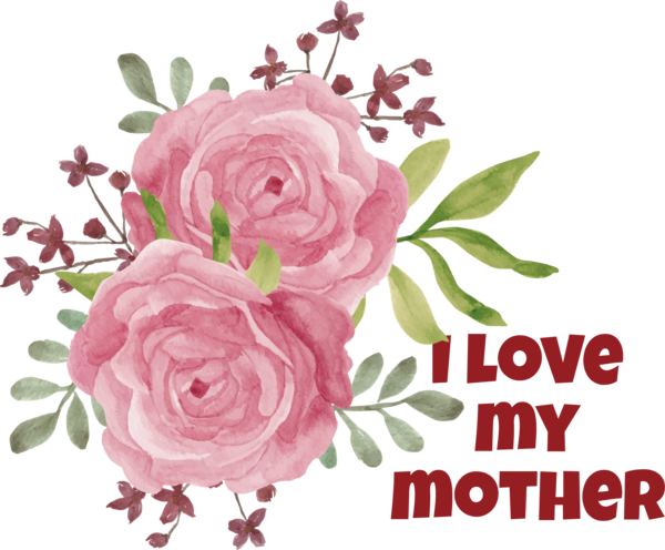 Transparent Mother's Day Flower Floral design Retro style for Love You Mom for Mothers Day