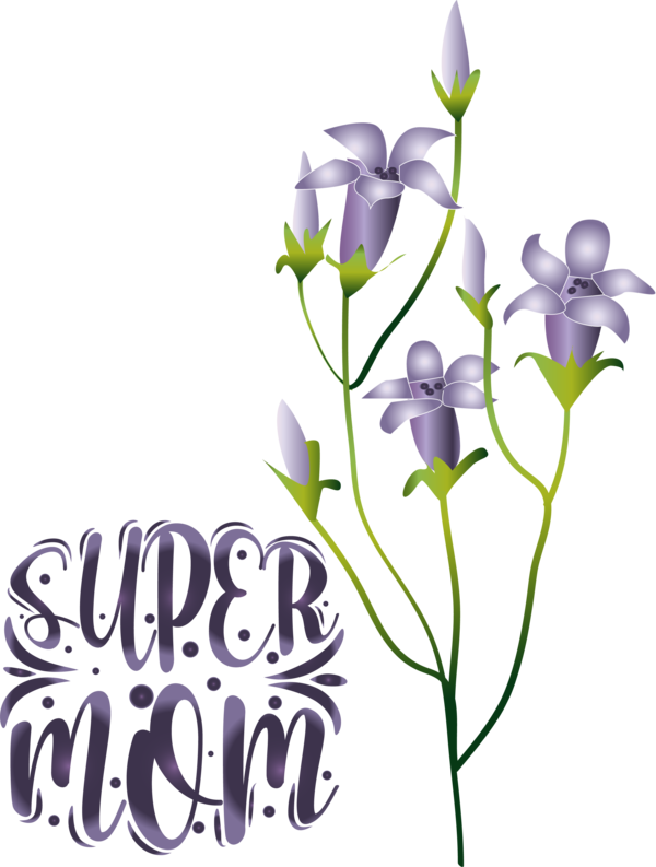 Transparent Mother's Day Flower Floral design Design for Super Mom for Mothers Day
