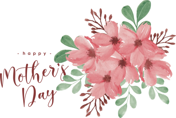 Transparent Mother's Day Flower Cherry blossom Watercolor painting for Happy Mother's Day for Mothers Day