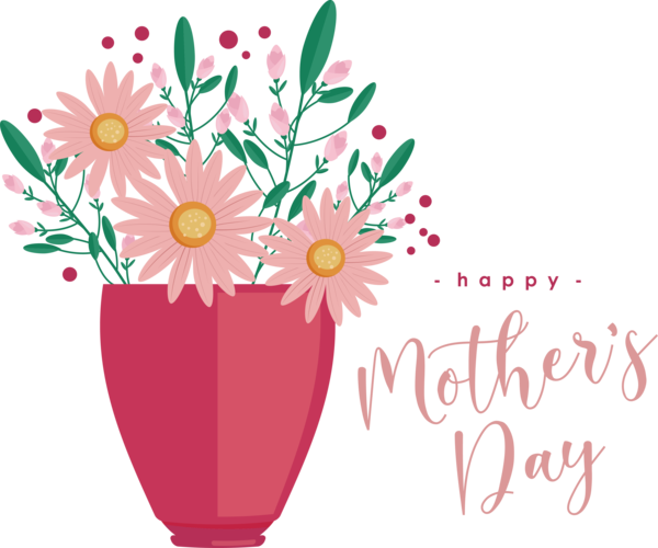 Transparent Mother's Day Flower Floral design Vase for Happy Mother's Day for Mothers Day