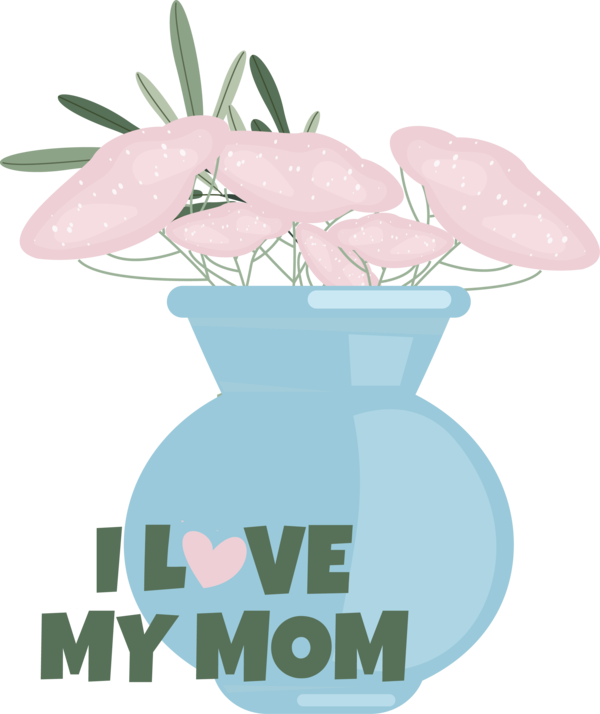 Transparent Mother's Day Flower Floral design Vase for Love You Mom for Mothers Day