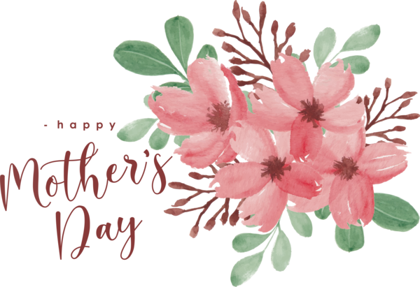Transparent Mother's Day Watercolor painting Flower Cherry blossom for Happy Mother's Day for Mothers Day