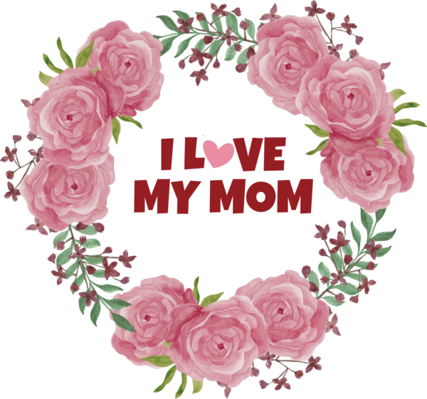 Transparent Mother's Day Watercolor painting Floral design Flower for Love You Mom for Mothers Day