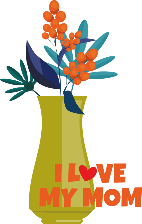 Transparent Mother's Day Flower Floral design Vase for Love You Mom for Mothers Day