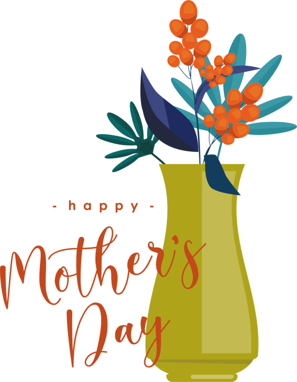 Transparent Mother's Day Flower Floral design Vase for Happy Mother's Day for Mothers Day