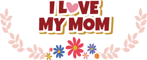 Transparent Mother's Day Logo Design Line for Love You Mom for Mothers Day