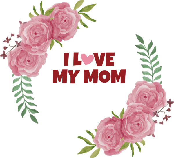 Transparent Mother's Day Flower Floral design Rose for Love You Mom for Mothers Day