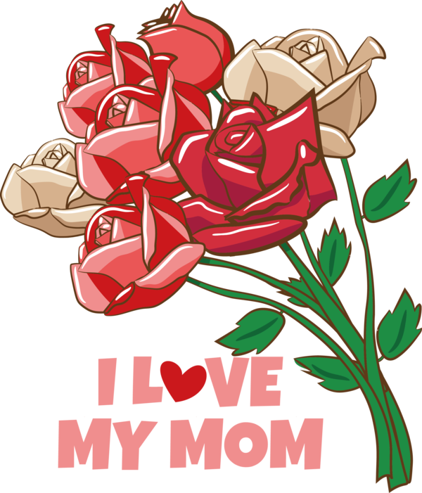 Transparent Mother's Day Flower Rose Garden roses for Love You Mom for Mothers Day