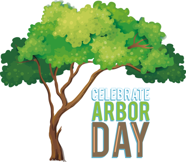 Transparent Arbor Day Tree Painting Sticker for Happy Arbor Day for Arbor Day