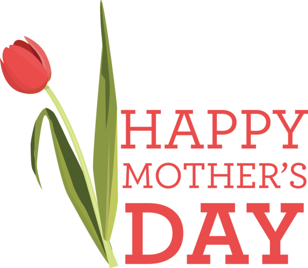 Transparent Mother's Day Cut flowers Plant stem Logo for Happy Mother's Day for Mothers Day