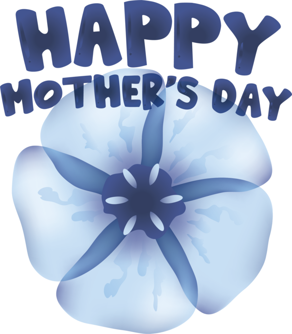 Transparent Mother's Day Electric blue Cobalt blue Design for Happy Mother's Day for Mothers Day