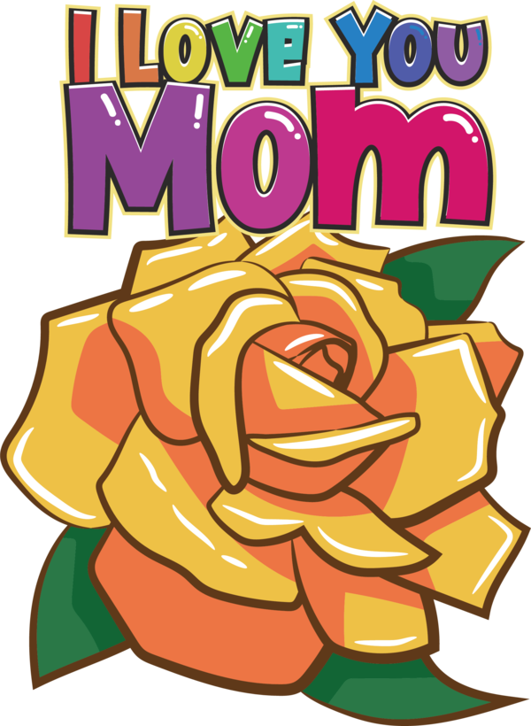 Transparent Mother's Day Design Vector Drawing for Love You Mom for Mothers Day