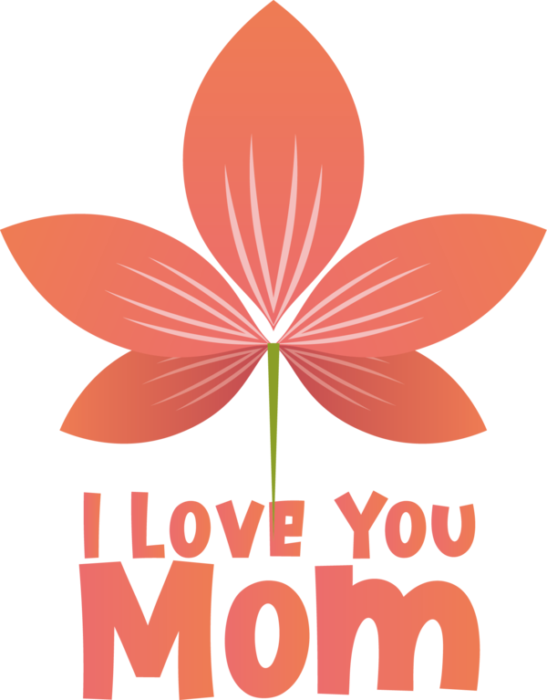 Transparent Mother's Day Flower Leaf Line for Love You Mom for Mothers Day